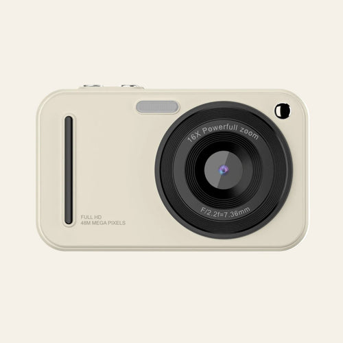48MP Digital Camera with 16x Zoom & AF Autofocus - Full HD Vlogging Camera for Beginners & Kids(Beige)